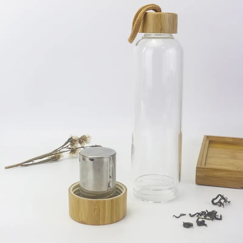  Glass Water Bottle with Bamboo Lid