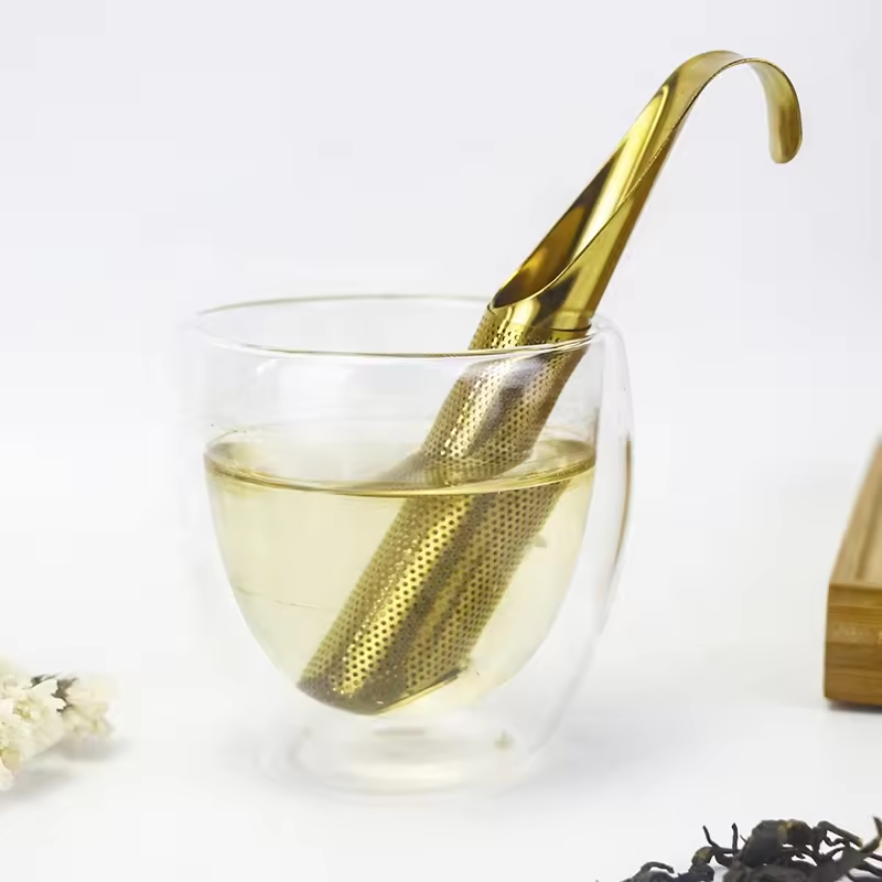 Gold Tube Shape Tea Infuser