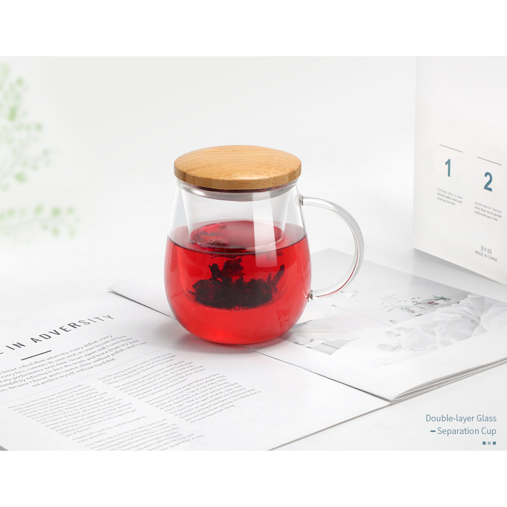 Mushroom shaped glass cup with bamboo lid