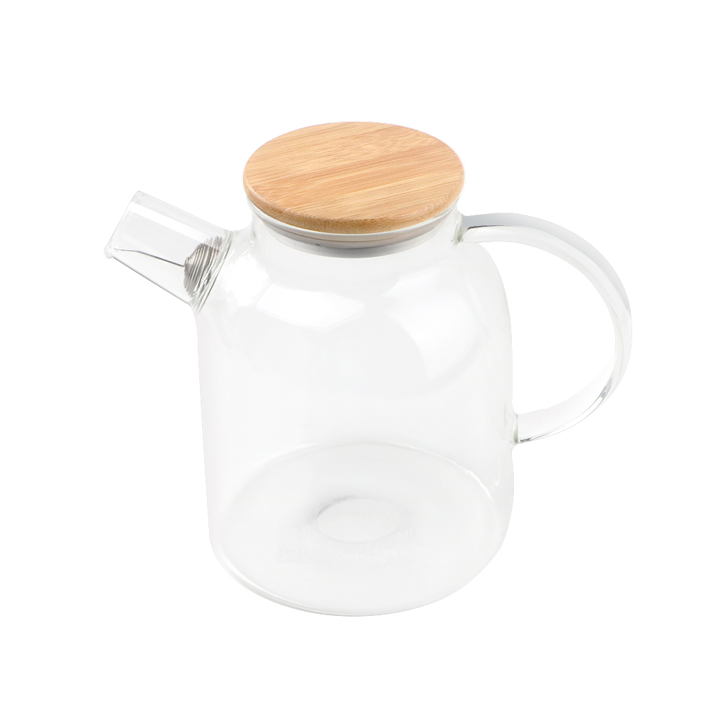 Glass pot with wooden lid