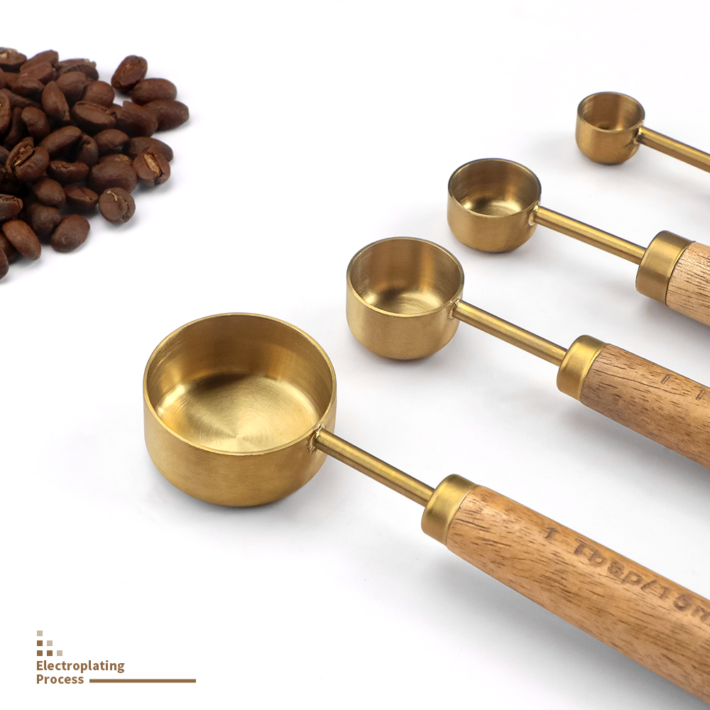 measuring spoon with wooden handle