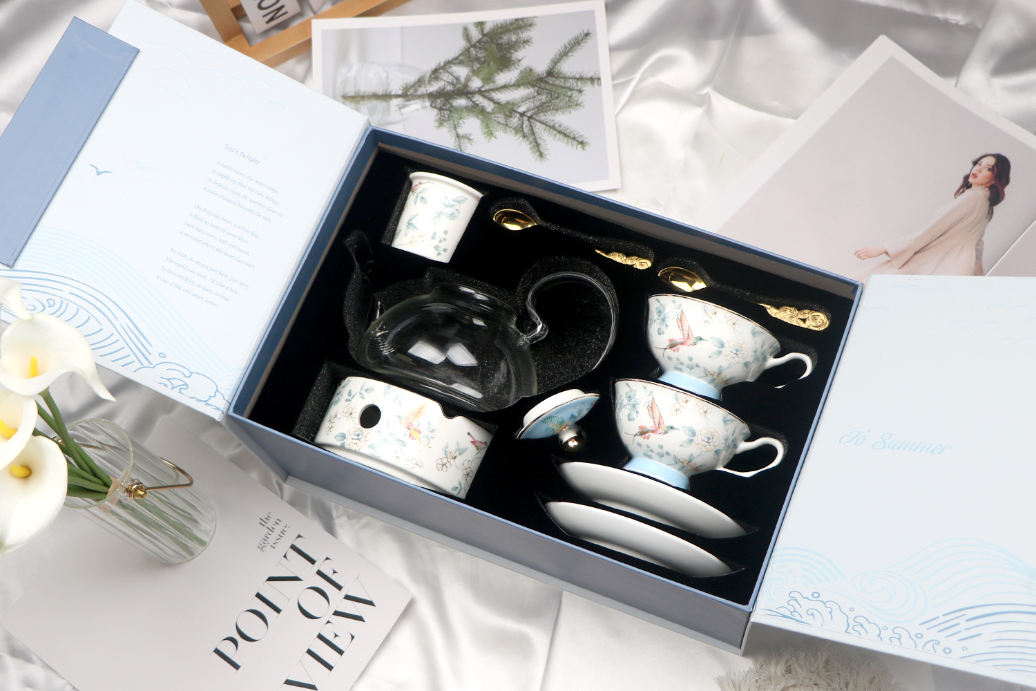 Summer blue teapot set