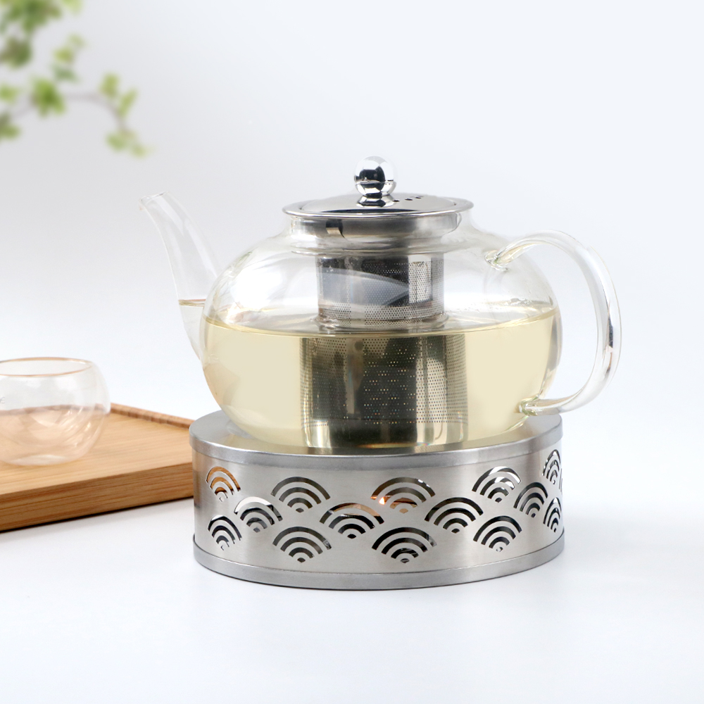 Stainless steel fan-shaped tea warmer