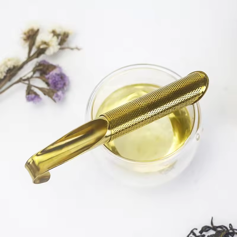 Gold Tube Shape Tea Infuser