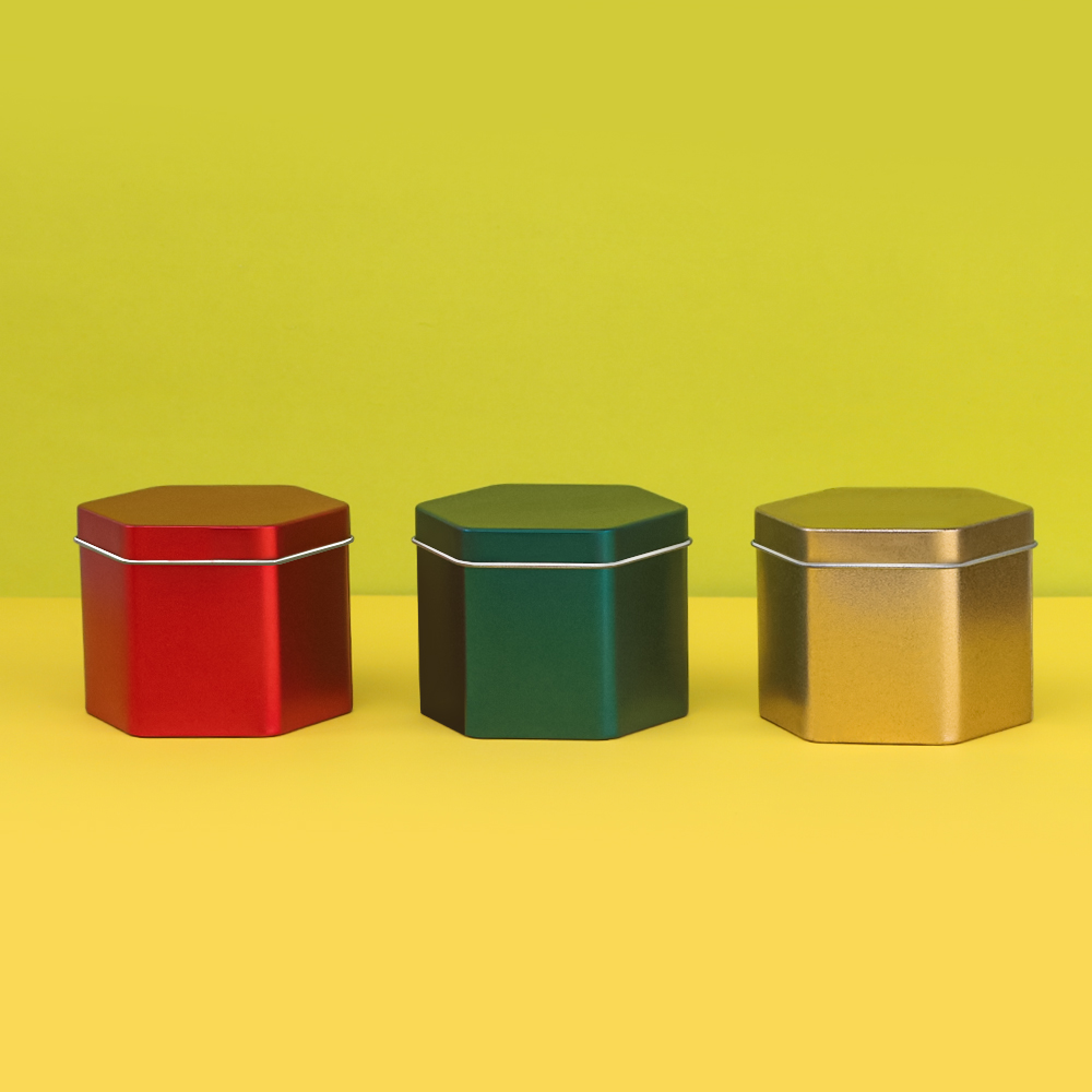 Hexagonal tea tin