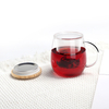 Mushroom shaped glass cup with bamboo lid
