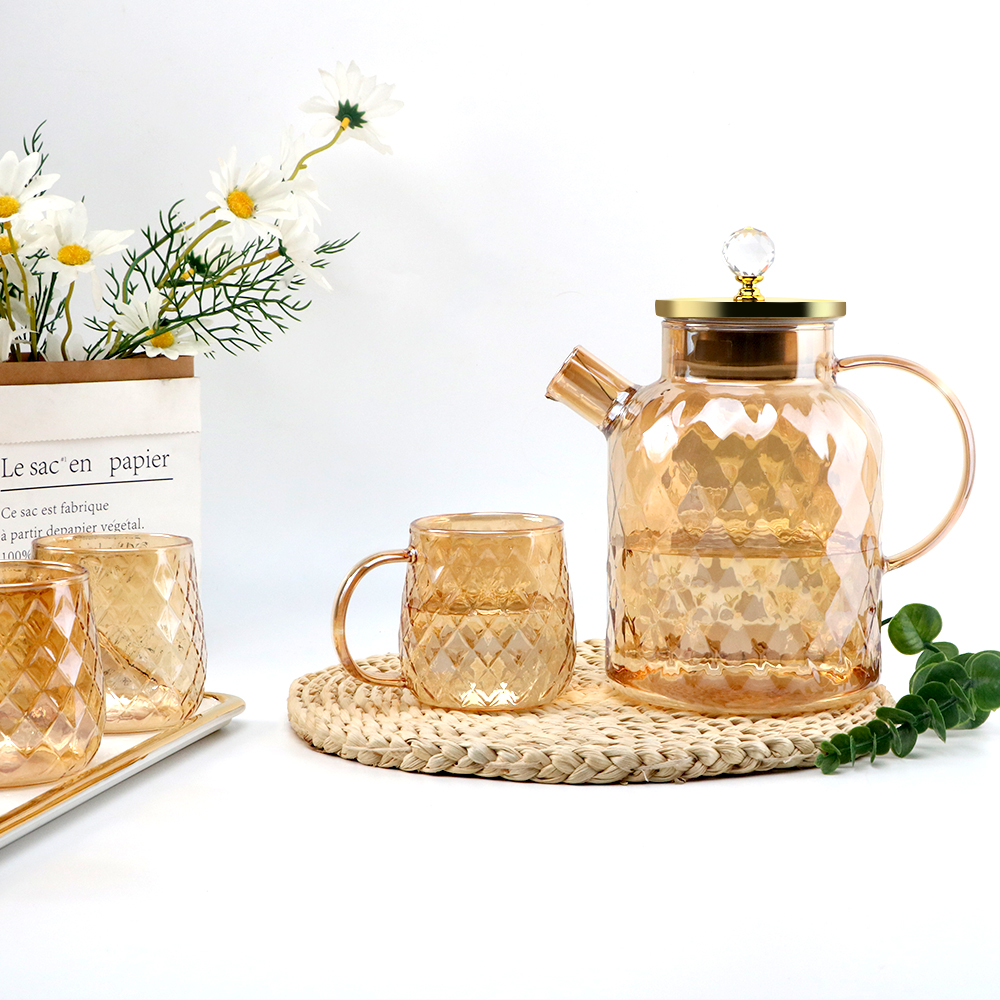 Crystal pearl cup and pot set