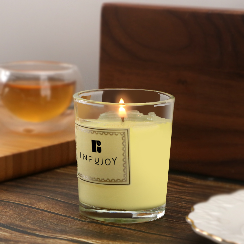 Simple scented candle in clear glass