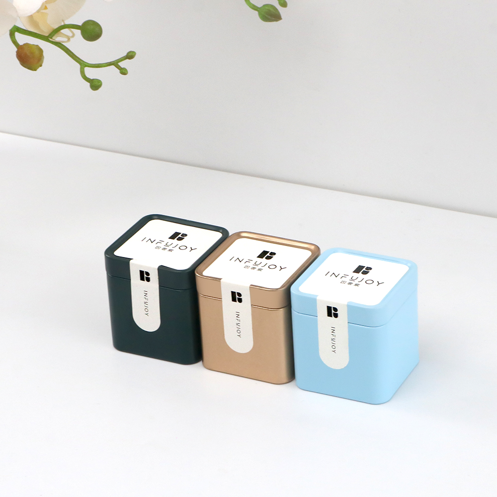 small square tea jar