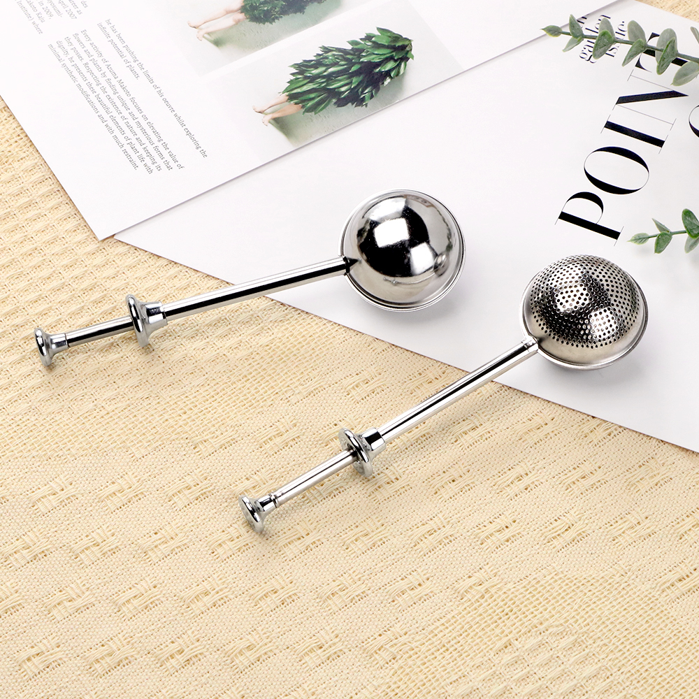 Push-rod type handle tea strainer