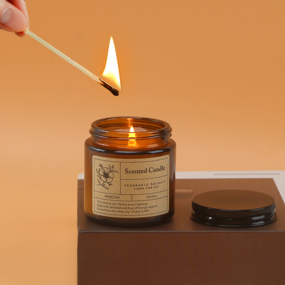 Brown glass candle cup