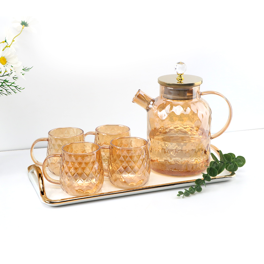 Crystal pearl cup and pot set