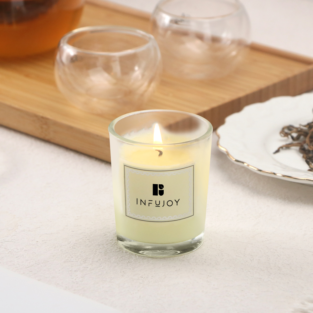 Simple scented candle in clear glass