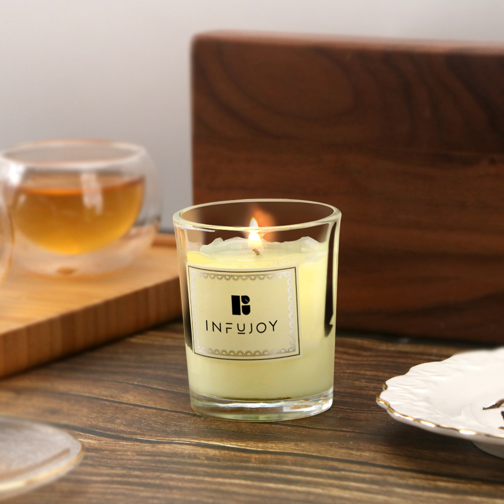 Simple scented candle in clear glass
