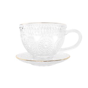 Sunflower relief glass cup