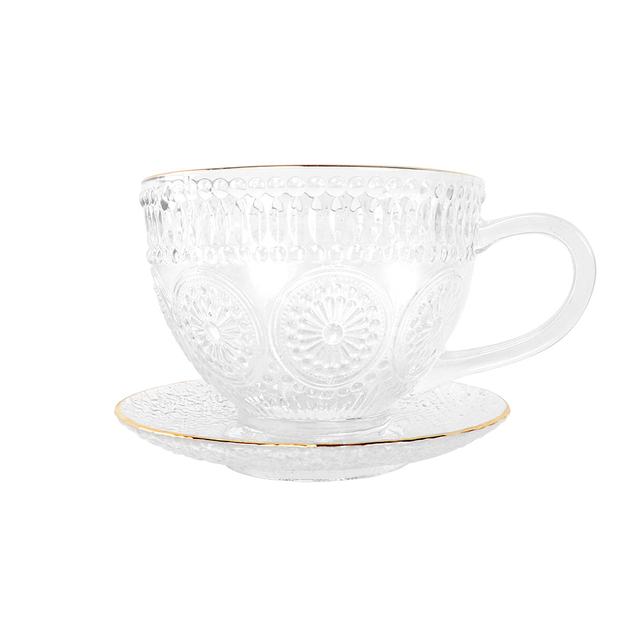 Sunflower relief glass cup