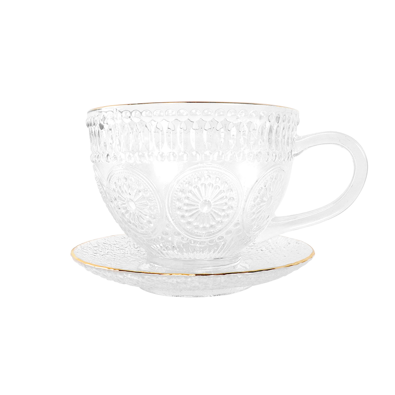 Sunflower relief glass cup