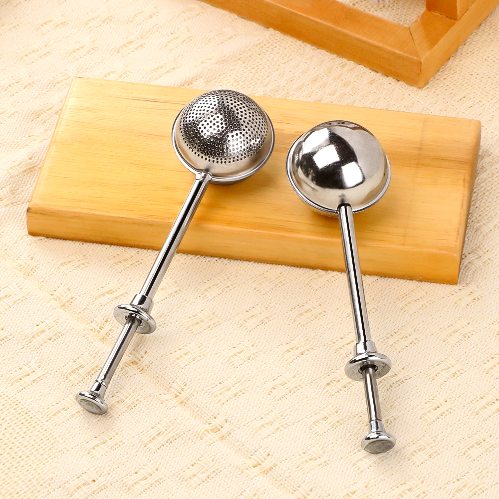 Push-rod type handle tea strainer
