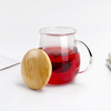 Mushroom shaped glass cup with bamboo lid