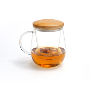 Mushroom shaped glass cup with bamboo lid