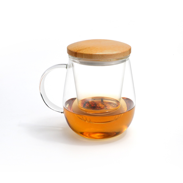 Mushroom shaped glass cup with bamboo lid